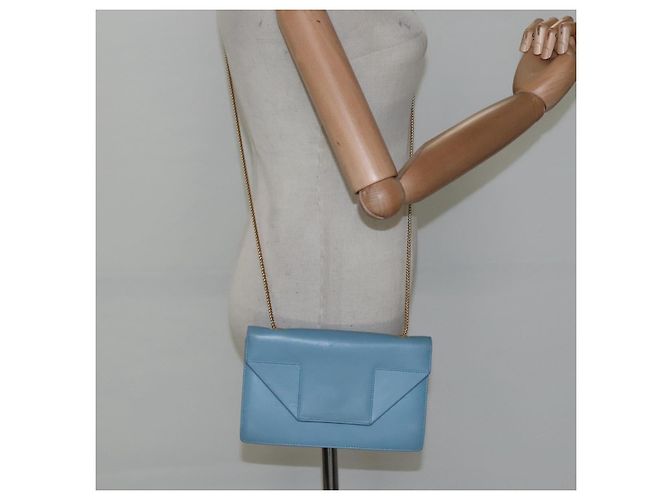 Saint Laurent Ketten-Schultertasche aus Leder in Blau und Gold Auth hk2168 Golden - Ansicht 21