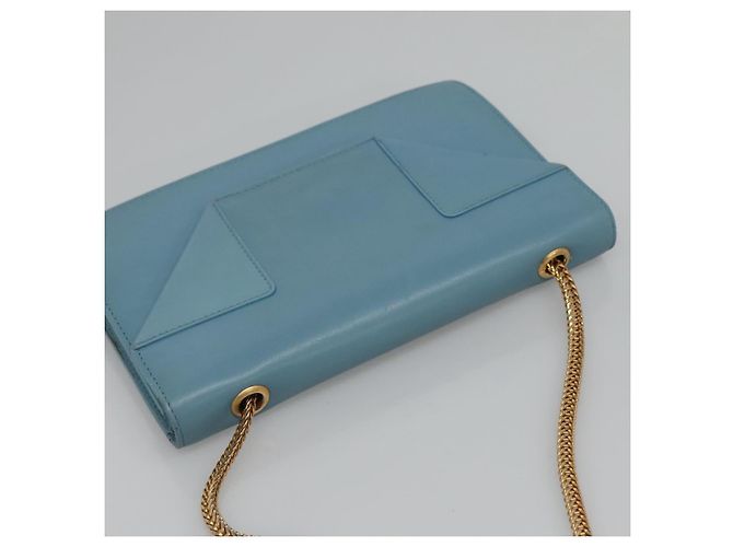 Saint Laurent Ketten-Schultertasche aus Leder in Blau und Gold Auth hk2168 Golden - Ansicht 6