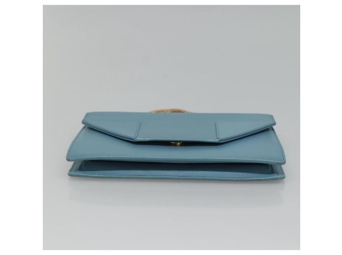 Saint Laurent Ketten-Schultertasche aus Leder in Blau und Gold Auth hk2168 Golden - Ansicht 9