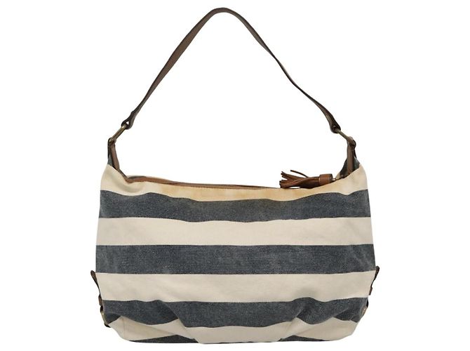 Borsa a spalla Burberry Blue Label in tela blu navy Auth ti2862 - vista 2