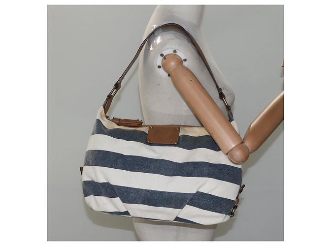 Borsa a spalla Burberry Blue Label in tela blu navy Auth ti2862 - vista 21