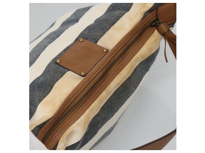 Borsa a spalla Burberry Blue Label in tela blu navy Auth ti2862 - vista 6