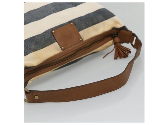 Borsa a spalla Burberry Blue Label in tela blu navy Auth ti2862 - vista 7