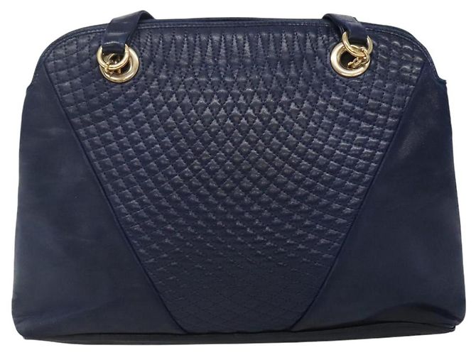 Borsa a Spalla BALLY in Pelle Blu Navy Oro Auth bs23323 D'oro - vista 2