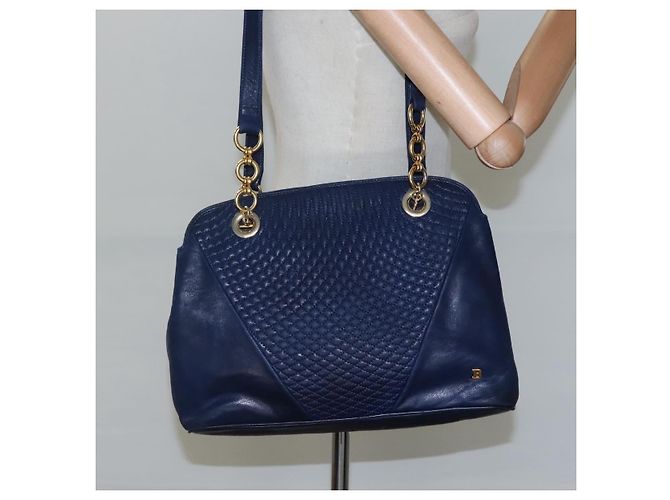 Borsa a Spalla BALLY in Pelle Blu Navy Oro Auth bs23323 D'oro - vista 20