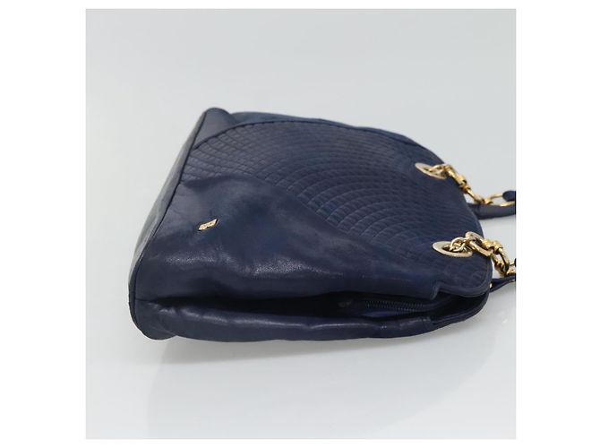 Borsa a Spalla BALLY in Pelle Blu Navy Oro Auth bs23323 D'oro - vista 3