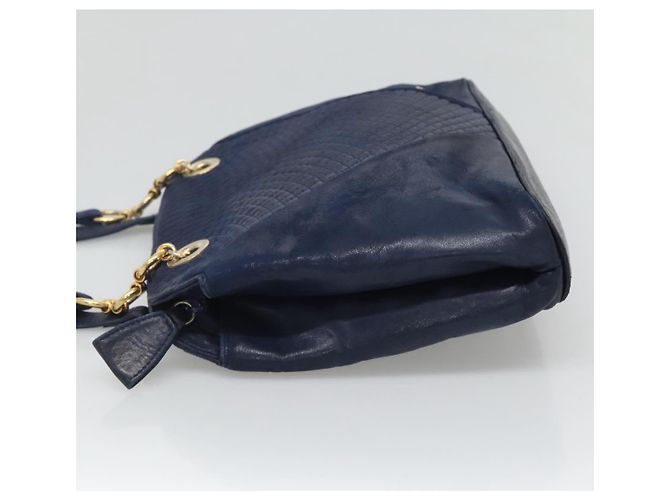 Borsa a Spalla BALLY in Pelle Blu Navy Oro Auth bs23323 D'oro - vista 4