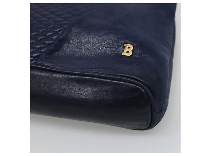 Borsa a Spalla BALLY in Pelle Blu Navy Oro Auth bs23323 D'oro - vista 8