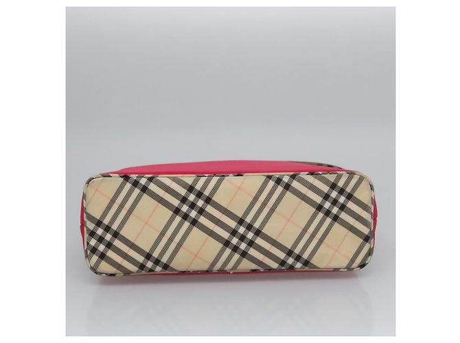 Borsa a spalla Burberry Nova Check Blue Label in nylon rosa Auth ti2865 - vista 5