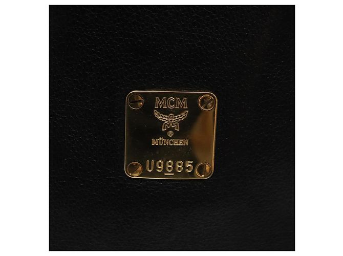 Borsa MCM in pelle nera e oro Auth yk17655 Nero D'oro - vista 14