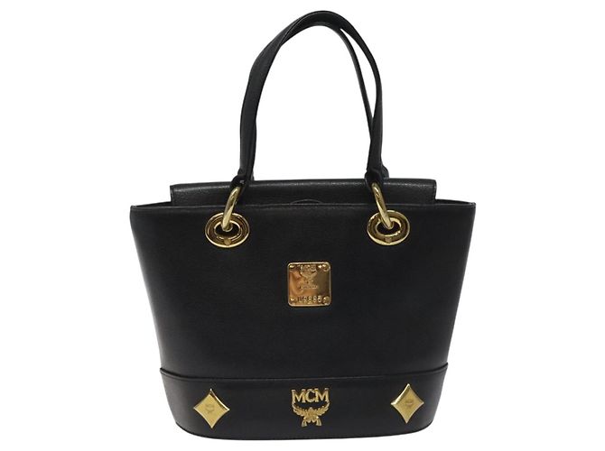 Borsa MCM in pelle nera e oro Auth yk17655 Nero D'oro - vista 2
