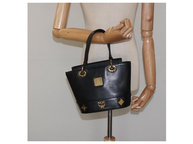 Borsa MCM in pelle nera e oro Auth yk17655 Nero D'oro - vista 22