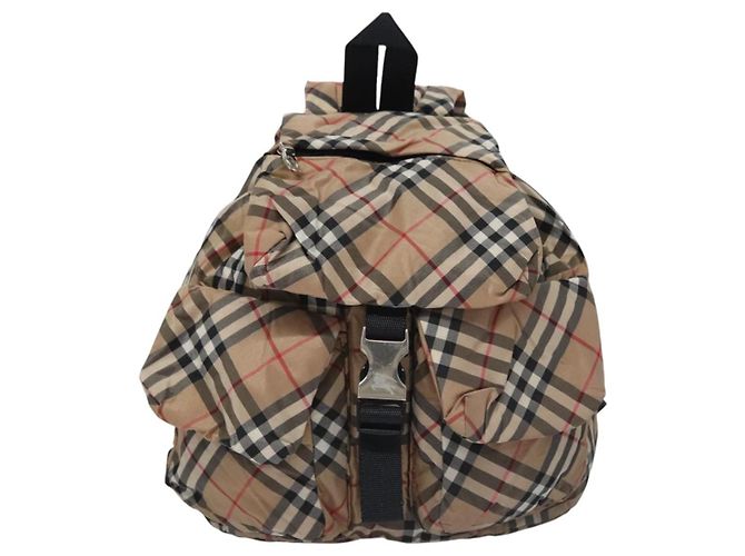 BURBERRY Nova Check Blue Label Backpack Nylon Beige Silver Auth am7971 Silvery - view 13