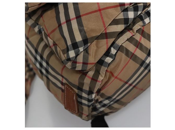 BURBERRY Nova Check Blue Label Backpack Nylon Beige Silver Auth am7971 Silvery - view 15