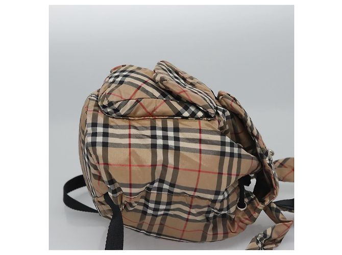 BURBERRY Nova Check Blue Label Backpack Nylon Beige Silver Auth am7971 Silvery - view 3