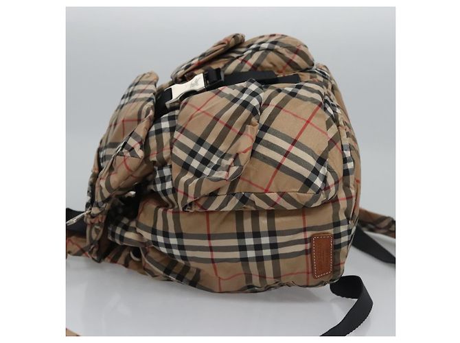 BURBERRY Nova Check Blue Label Backpack Nylon Beige Silver Auth am7971 Silvery - view 4