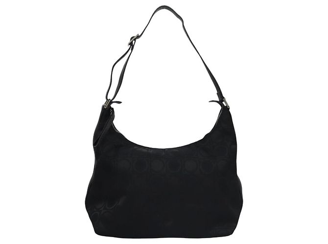 Borsa a Spalla Gancini in Tela Nera e Argento di Salvatore Ferragamo Auth bs23336 Nero - vista 2
