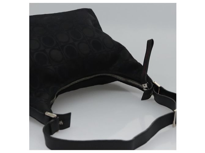 Borsa a Spalla Gancini in Tela Nera e Argento di Salvatore Ferragamo Auth bs23336 Nero - vista 6