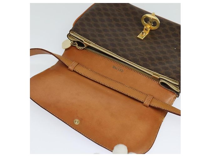 Céline Borsa a spalla in tela Macadam CELINE in pelle PVC marrone oro Auth 112874 D'oro - vista 10