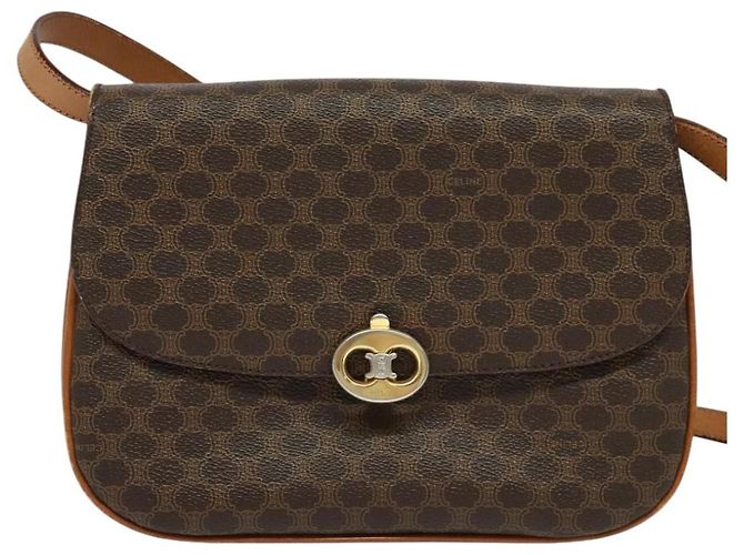 Céline Borsa a spalla in tela Macadam CELINE in pelle PVC marrone oro Auth 112874 D'oro - vista 13