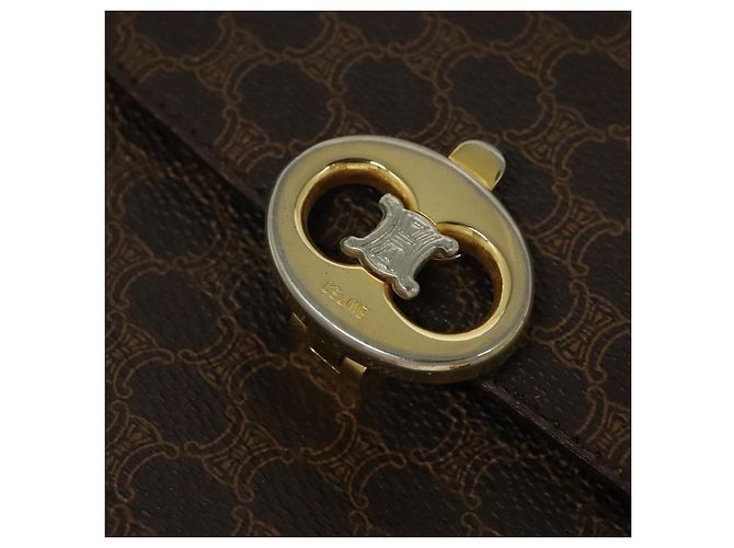 Céline Borsa a spalla in tela Macadam CELINE in pelle PVC marrone oro Auth 112874 D'oro - vista 17