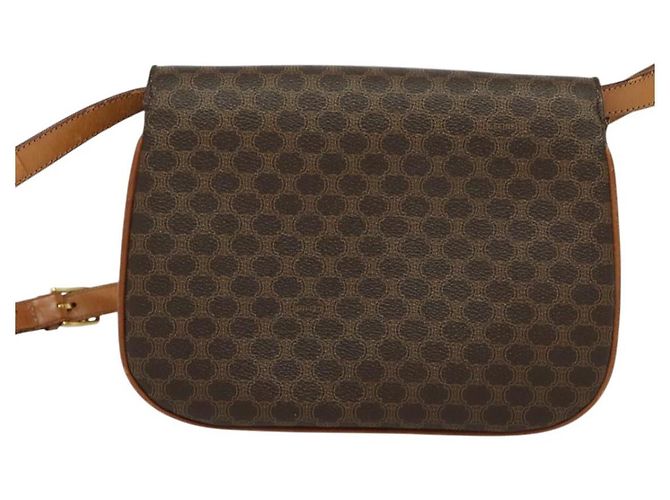 Céline Borsa a spalla in tela Macadam CELINE in pelle PVC marrone oro Auth 112874 D'oro - vista 2