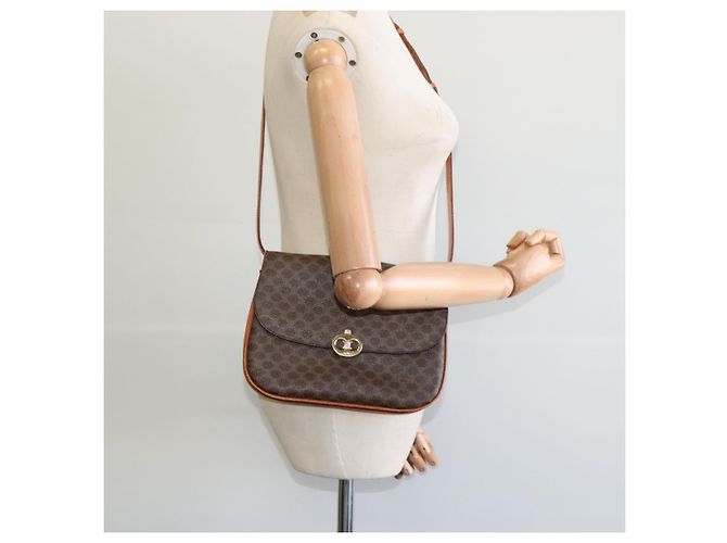 Céline Borsa a spalla in tela Macadam CELINE in pelle PVC marrone oro Auth 112874 D'oro - vista 24