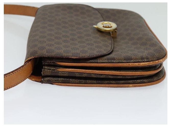 Céline Borsa a spalla in tela Macadam CELINE in pelle PVC marrone oro Auth 112874 D'oro - vista 3