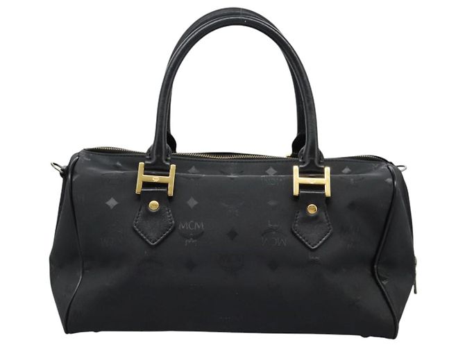 Borsa a mano MCM Vicetos Logogram in PVC 2 vie nera e oro Auth JB035 Nero D'oro - vista 3