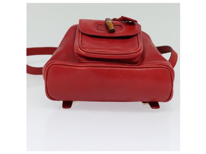 Zaino in pelle Gucci Bamboo Rosso Oro 003 3444 0030 Auth nb203 D'oro - vista 11