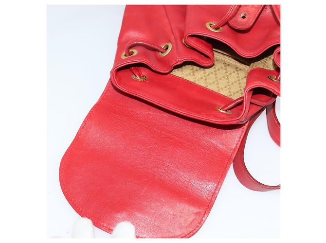 Zaino in pelle Gucci Bamboo Rosso Oro 003 3444 0030 Auth nb203 D'oro - vista 16