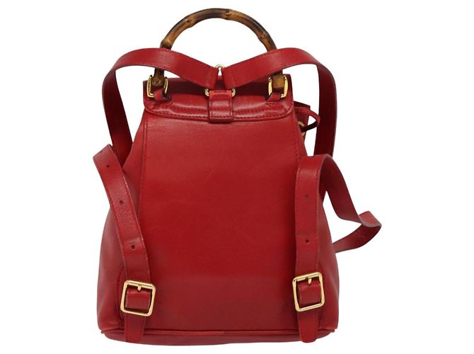 Zaino in pelle Gucci Bamboo Rosso Oro 003 3444 0030 Auth nb203 D'oro - vista 3