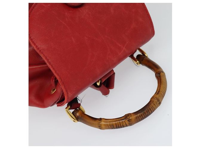 Zaino in pelle Gucci Bamboo Rosso Oro 003 3444 0030 Auth nb203 D'oro - vista 6