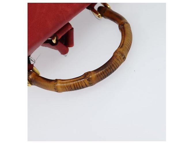 Zaino in pelle Gucci Bamboo Rosso Oro 003 3444 0030 Auth nb203 D'oro - vista 7