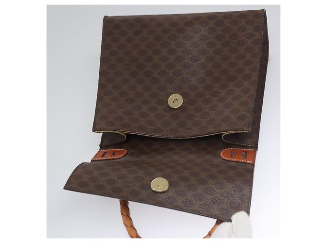 Céline Borsa a mano in tela Macadam CELINE in pelle PVC 2 vie marrone Auth EC148 - vista 10