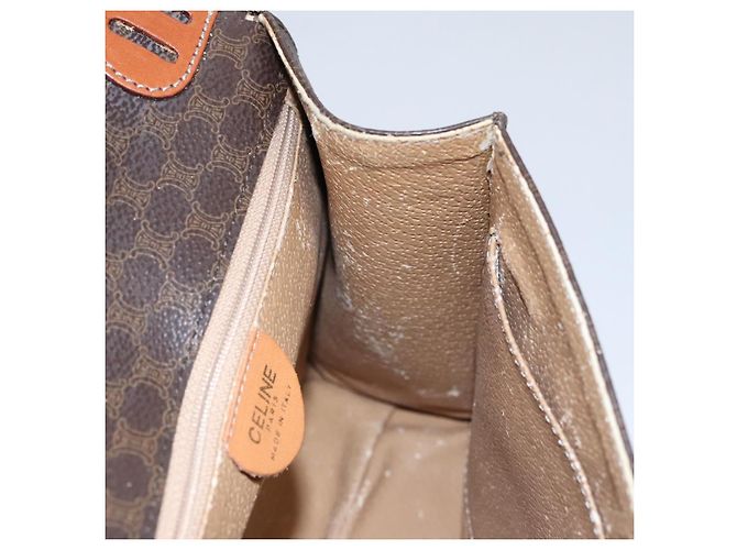 Céline Borsa a mano in tela Macadam CELINE in pelle PVC 2 vie marrone Auth EC148 - vista 19