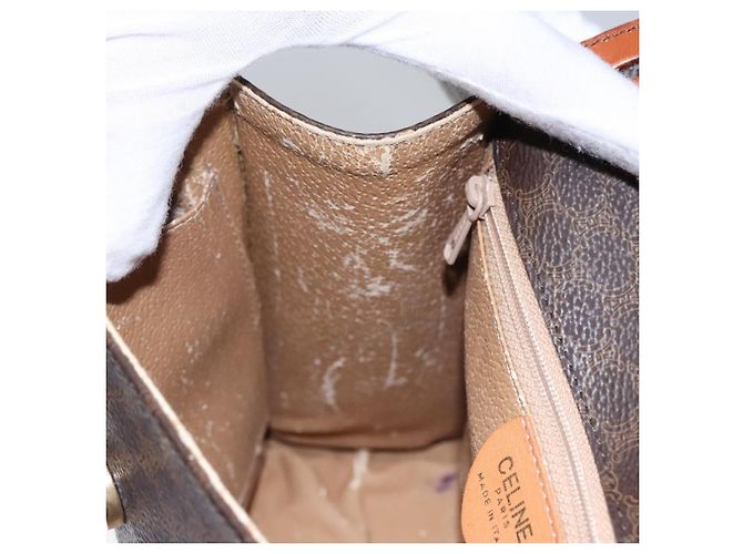 Céline Borsa a mano in tela Macadam CELINE in pelle PVC 2 vie marrone Auth EC148 - vista 20