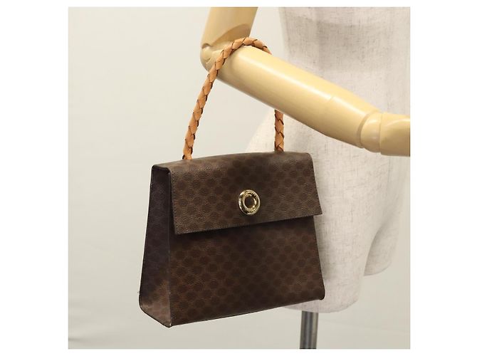 Céline Borsa a mano in tela Macadam CELINE in pelle PVC 2 vie marrone Auth EC148 - vista 25