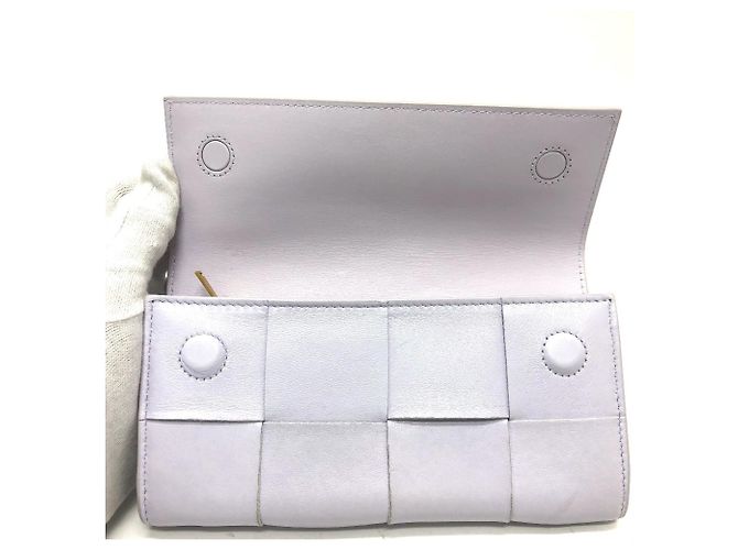 Cartera larga de cuero morado Bottega Veneta Púrpura - vista 8
