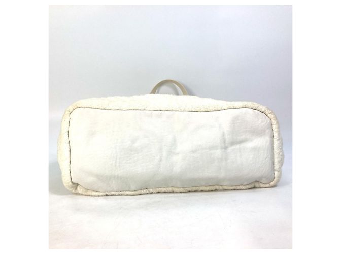 Borsa da spiaggia Chanel in cotone e pelle bianca Bianco - vista 5