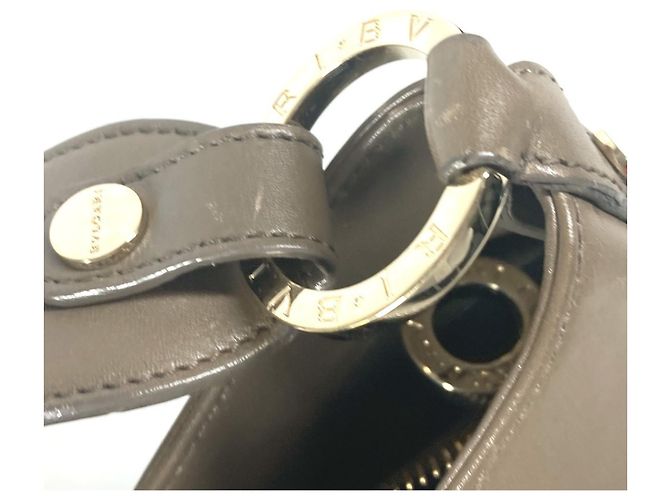 Bulgari Borsa a spalla in pelle grigia Bvlgari Marrone - vista 10