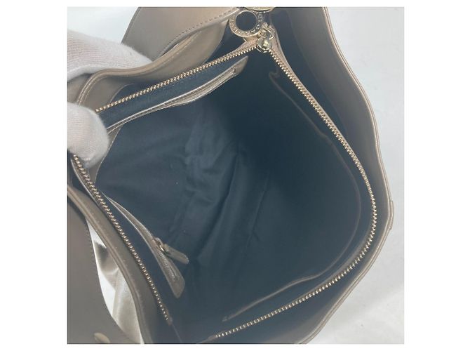Bulgari Borsa a spalla in pelle grigia Bvlgari Marrone - vista 12