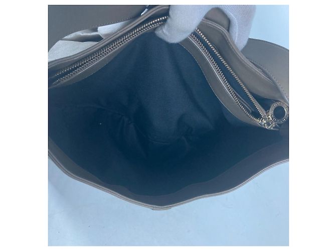 Bulgari Borsa a spalla in pelle grigia Bvlgari Marrone - vista 15