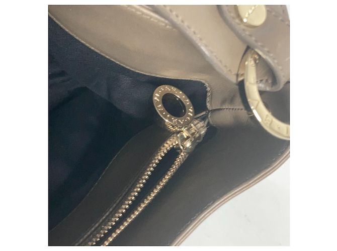 Bulgari Borsa a spalla in pelle grigia Bvlgari Marrone - vista 17
