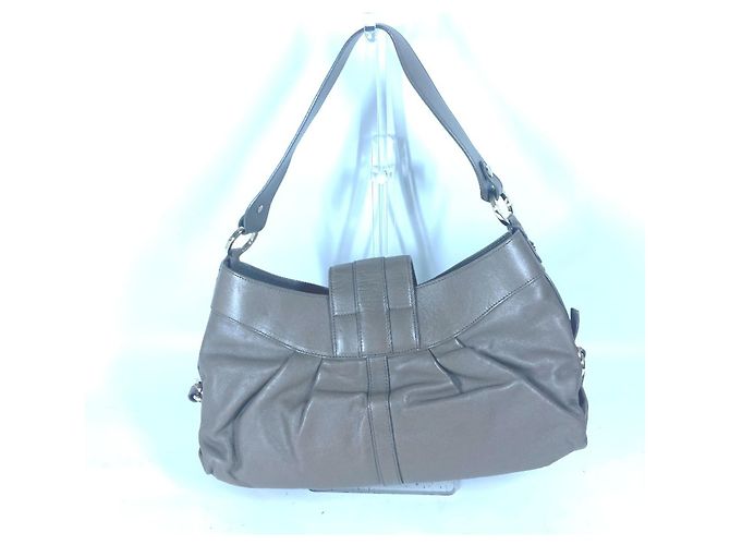 Bulgari Borsa a spalla in pelle grigia Bvlgari Marrone - vista 2