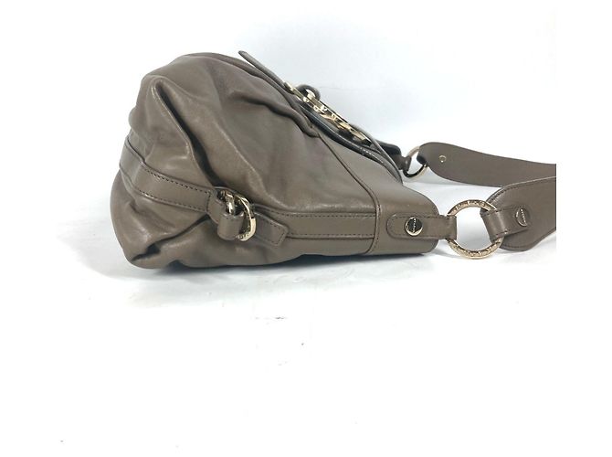 Bulgari Borsa a spalla in pelle grigia Bvlgari Marrone - vista 4