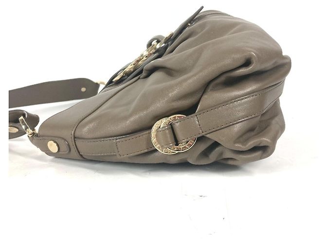 Bulgari Borsa a spalla in pelle grigia Bvlgari Marrone - vista 5