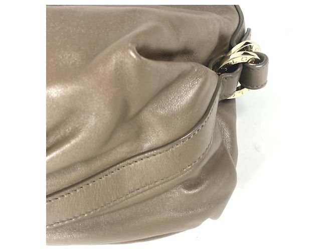 Bulgari Borsa a spalla in pelle grigia Bvlgari Marrone - vista 7