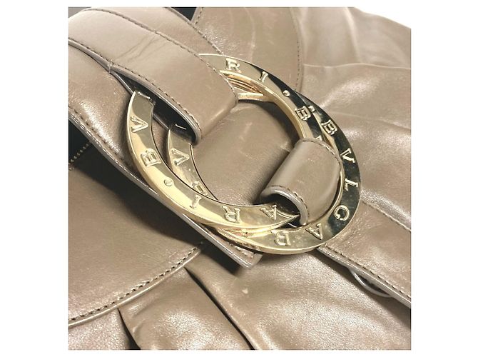Bulgari Borsa a spalla in pelle grigia Bvlgari Marrone - vista 9