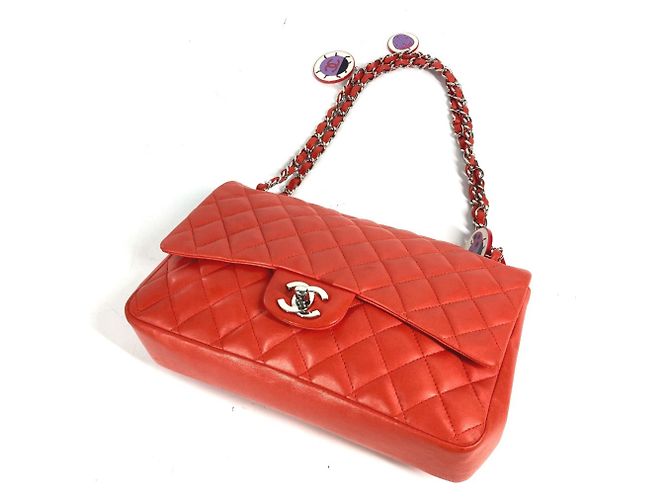 Chanel Rote Lammleder Schultertasche - Ansicht 9